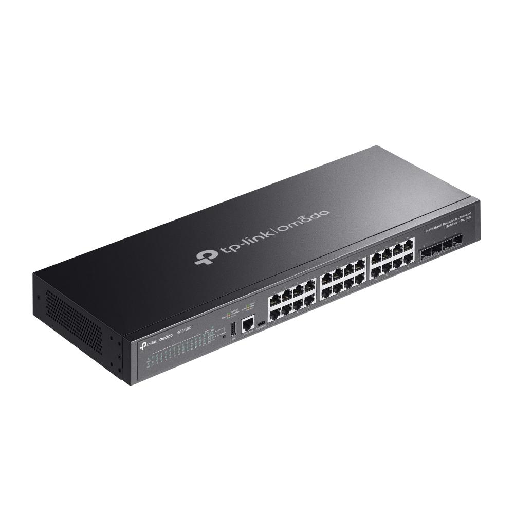 TP-Link SG5428X Switch, Omada 24-Port Gigabit Stackable Lite L3 Managed Switch with 4× 10G Slots