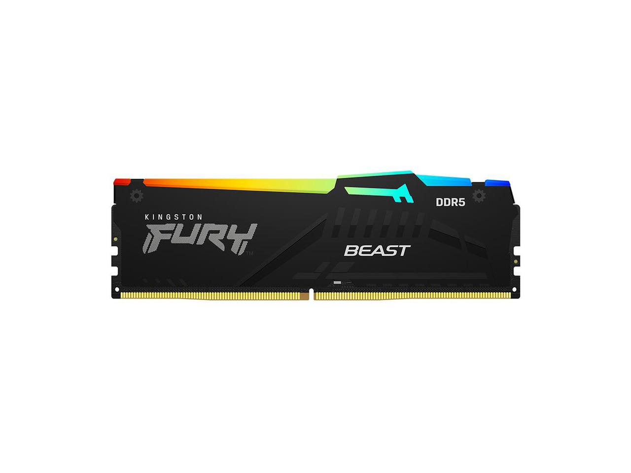 Kingston KF556C36BBEA-16, RAM, FURY Beast RGB DDR5 16GB 5600MT/s CL36 DIMM, Black