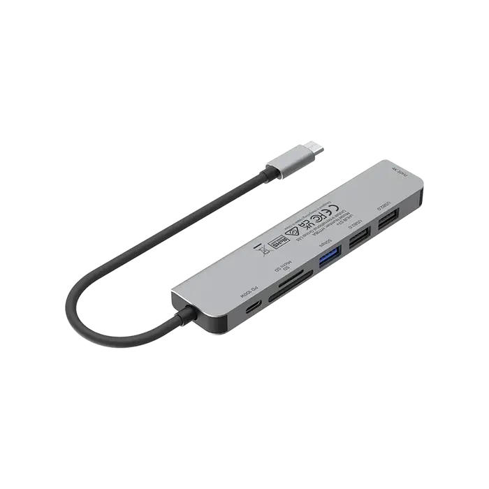 Unitek H1118A 7-in-1 USB-C 5Gbps Hub (USB3.0+2*USB2.0+SD/Micro SD Card Reader+HDMI+PD 100W), Space Grey
