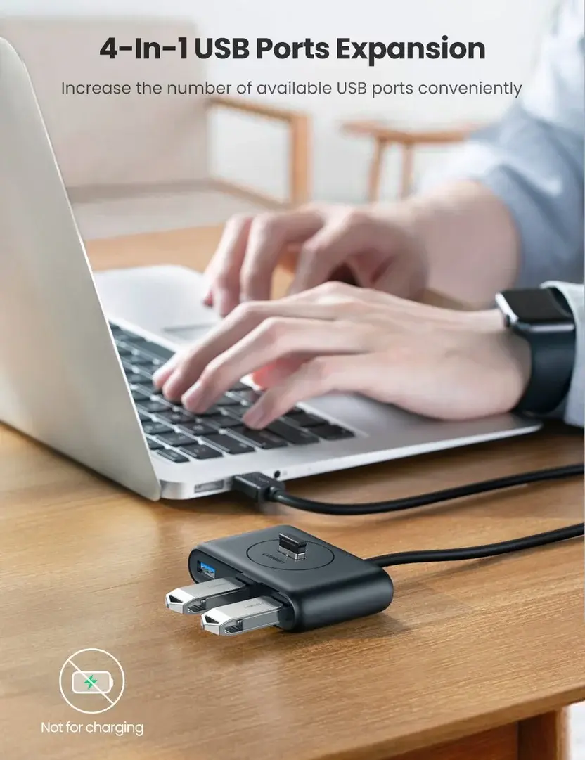 CR113 UGREEN USB 3.0 4 Ports Hub with 2.0 OTG Black 1M (20291)