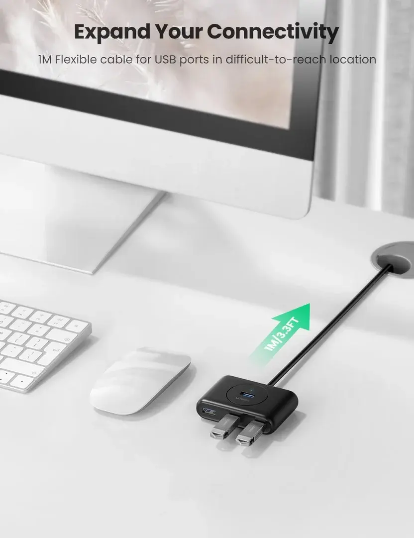 CR113 UGREEN USB 3.0 4 Ports Hub with 2.0 OTG Black 1M (20291)