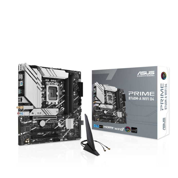 PRIME B760M-A WIFI D4 ASUS LGA1700, B760, USB32, WIFI 6,4 x DIMM,2xM.2 slots,4x SATA, DisplayPort, 2 x HDMI